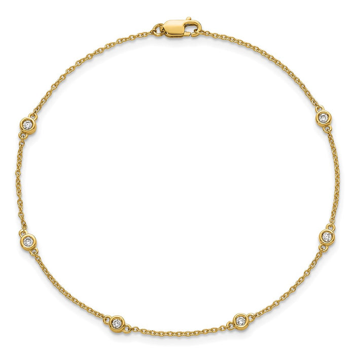 Buy Exclusive 14K Gold Diamond Station Cable Bracelet - Stylish & Affordable!-4