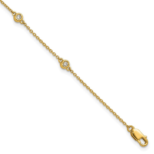 14K Gold Diamond Station Cable Bracelet - Style GR1-1017375