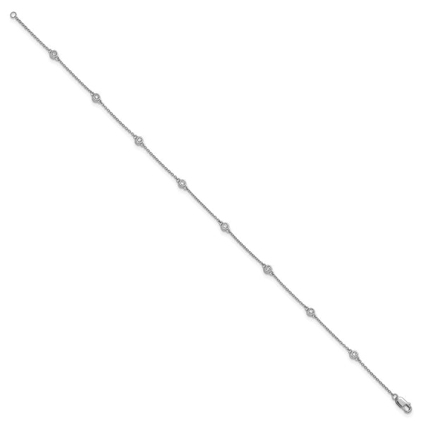 14K White Gold Diamond-Accented Cable Anklet - Style GR1-1017380