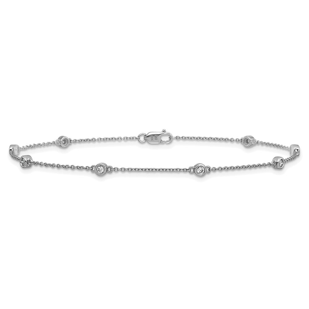 High-Quality 14K White Gold Diamond-Accented Cable Anklet | Stylish & Affordable