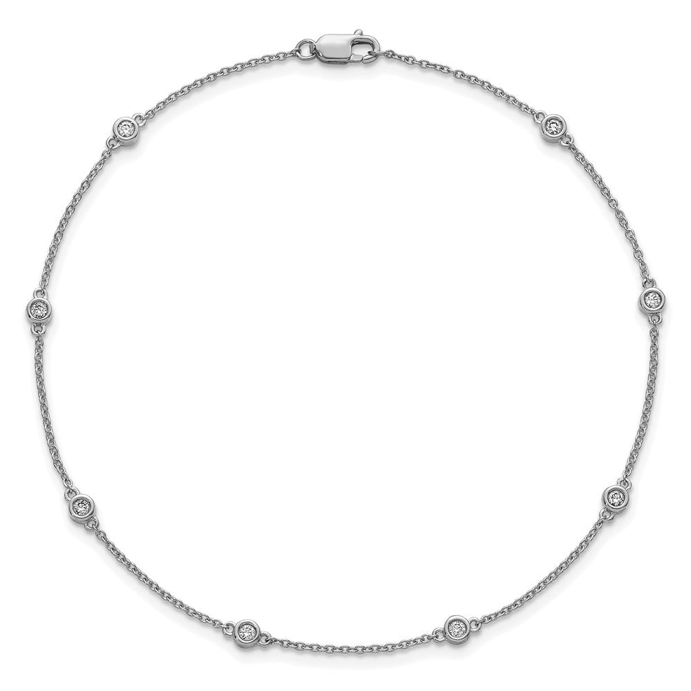 High-Quality 14K White Gold Diamond-Accented Cable Anklet | Stylish & Affordable