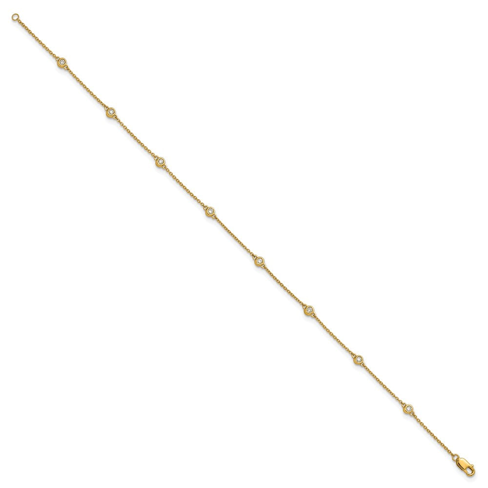 Exclusive 14K Gold Diamond Station Cable Anklet - Stylish & Affordable Design