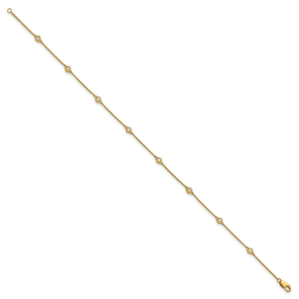 14K Gold Diamond Station Cable Anklet - Style GR1-1017384