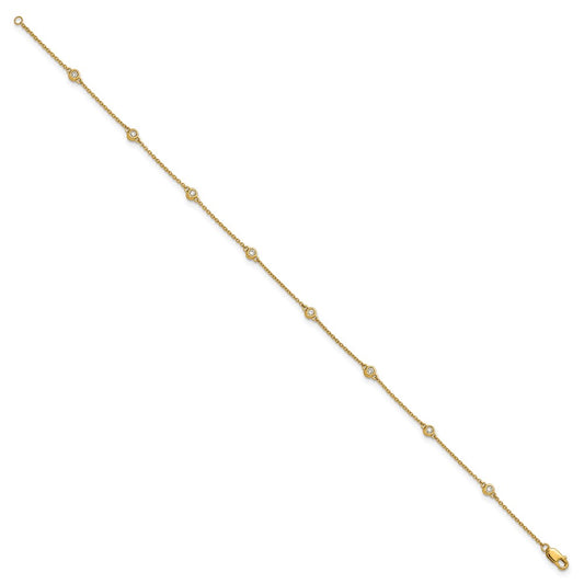 Exclusive 14K Gold Diamond Station Cable Anklet - Stylish & Affordable Design