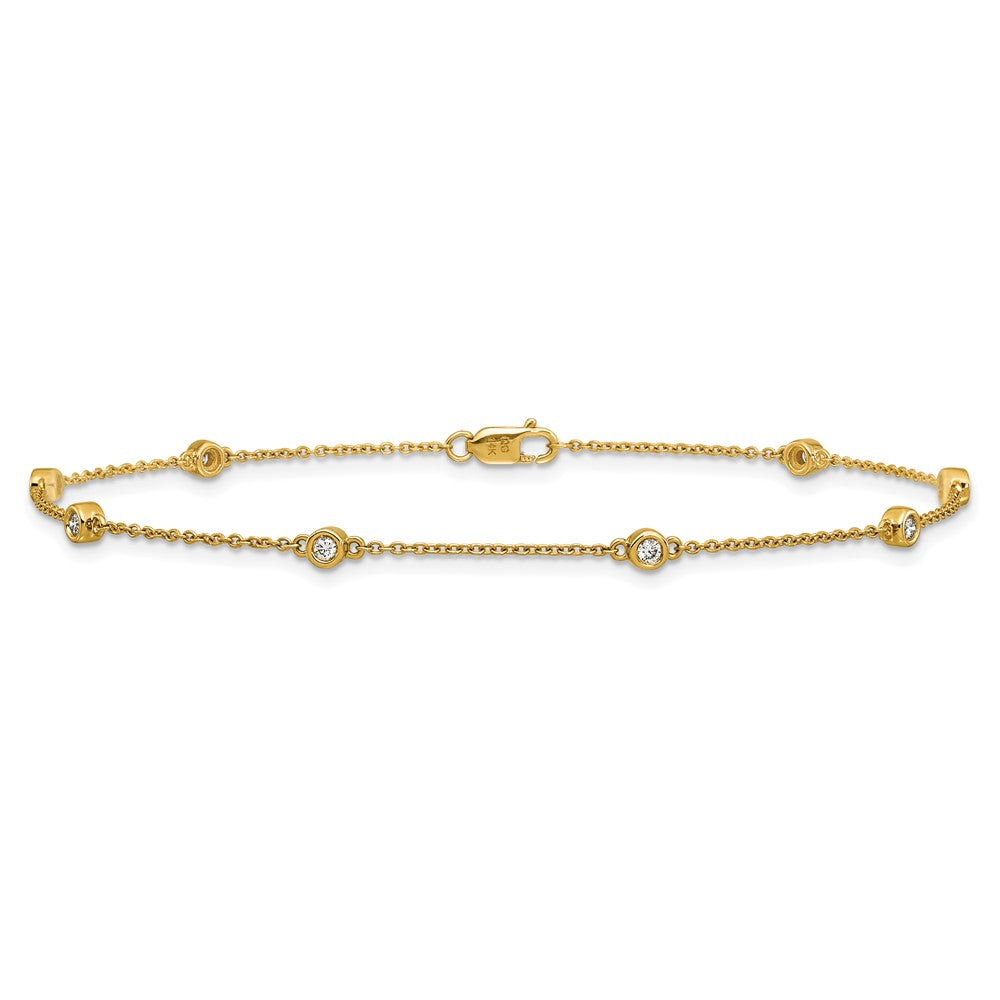 Exclusive 14K Gold Diamond Station Cable Anklet - Stylish & Affordable Design