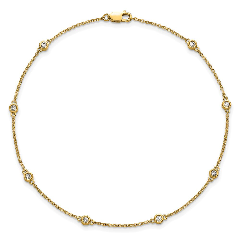 Exclusive 14K Gold Diamond Station Cable Anklet - Stylish & Affordable Design