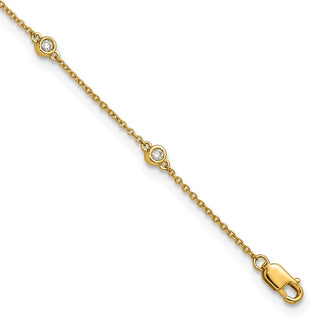 Exclusive 14K Gold Diamond Station Cable Anklet - Stylish & Affordable Design