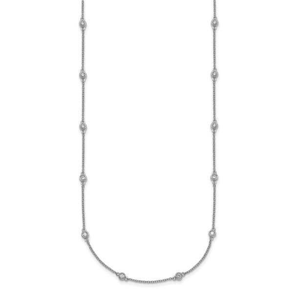 14K White Gold Diamond Station Cable Chain Necklace - Style GR1-1017395