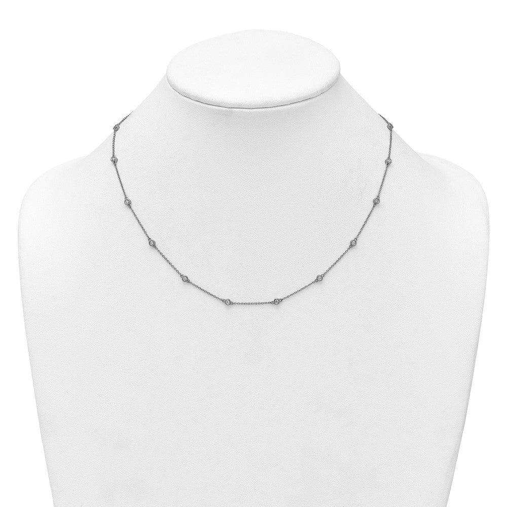Exclusive 14K White Gold Diamond Station Cable Chain Necklace - Stylish Value