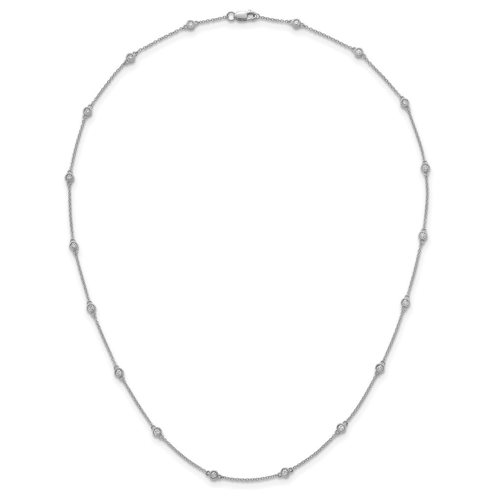 Exclusive 14K White Gold Diamond Station Cable Chain Necklace - Stylish Value