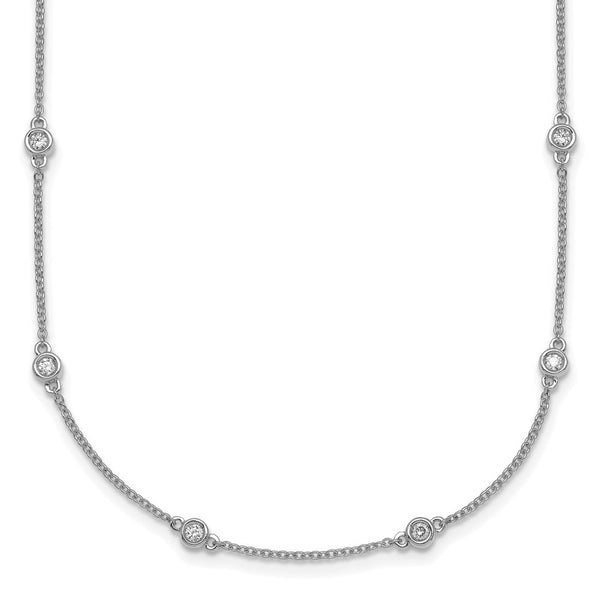 14K White Gold Diamond Station Necklace - Style GR1-1017399