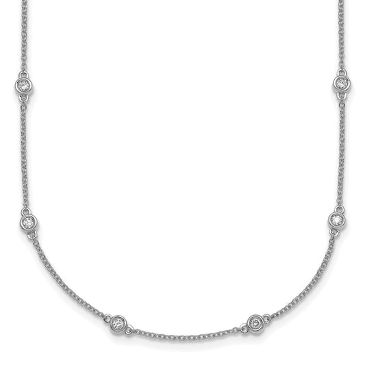 Exclusive 14K White Gold Diamond Station Necklace - Stylish & Affordable Luxury
