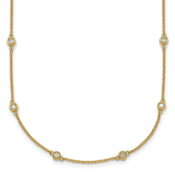14K Gold Diamond Station Cable Necklace - Style GR1-1017404