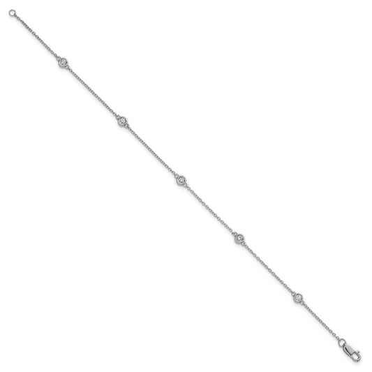 Buy 14K White Gold Diamond Station Cable Bracelet - Stylish & Elegant Value!