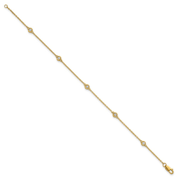 14K Gold Diamond Station Cable Bracelet - Style GR1-1017411