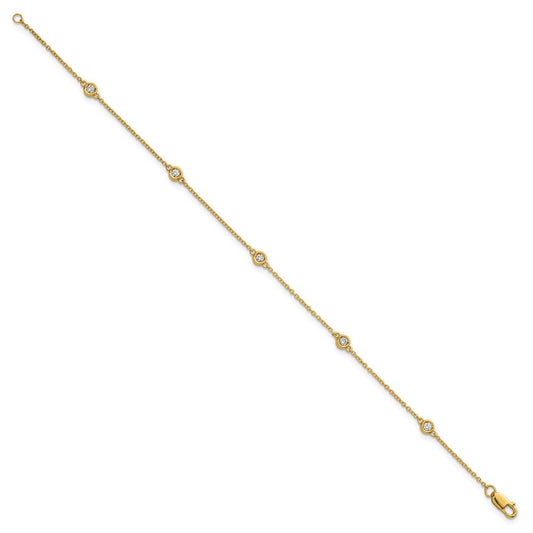 High-Quality 14K Gold Diamond Station Cable Bracelet - Stylish Luxury Value!