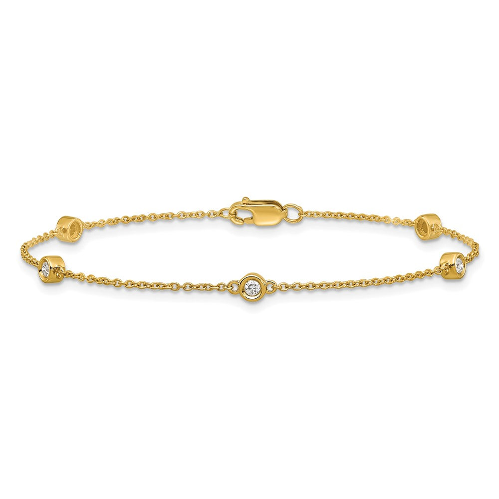 High-Quality 14K Gold Diamond Station Cable Bracelet - Stylish Luxury Value!
