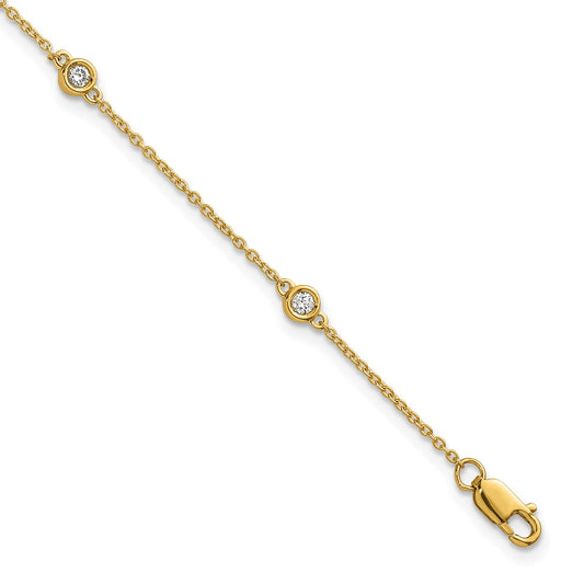 High-Quality 14K Gold Diamond Station Cable Bracelet - Stylish Luxury Value!