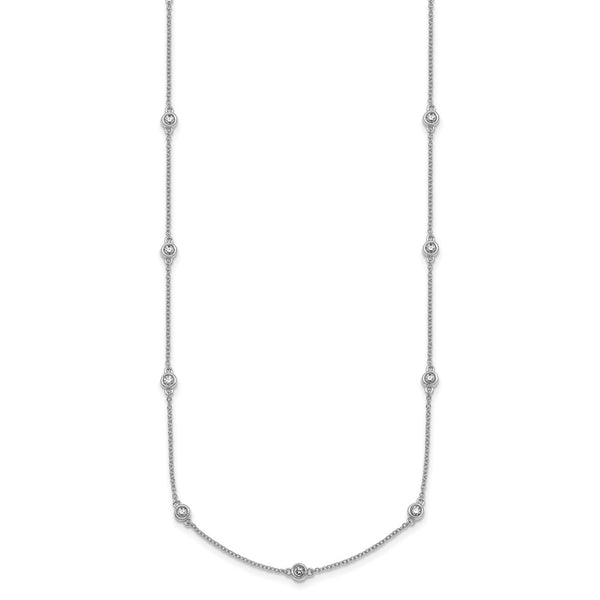 14K White Gold Diamond Station Cable Chain Necklace - 18" - Style GR1-1017415