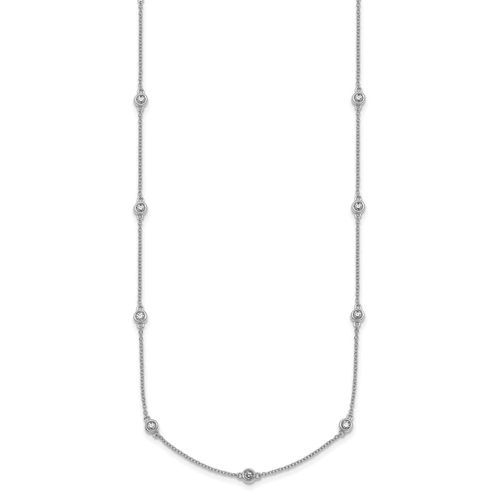 Buy Stylish 14K White Gold Diamond Station Cable Chain Necklace - 18"