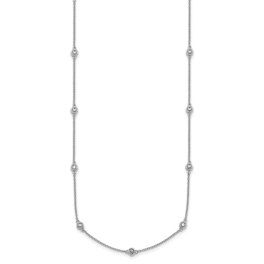 Buy Stylish 14K White Gold Diamond Station Cable Chain Necklace - 18"
