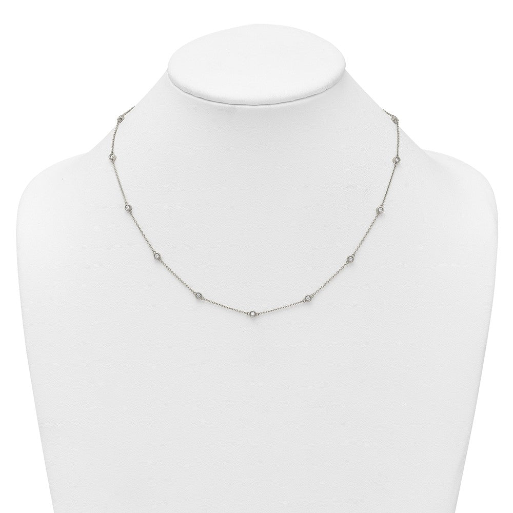 Buy 14K White Gold Diamond Station Cable Chain Necklace - Stylish Elegance