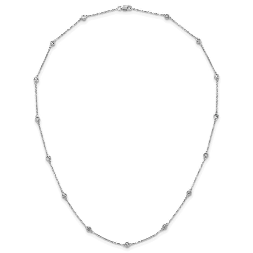 Buy 14K White Gold Diamond Station Cable Chain Necklace - Stylish Elegance