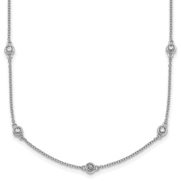 14K White Gold Diamond Station Cable Chain Necklace - 18" - Style GR1-1017431