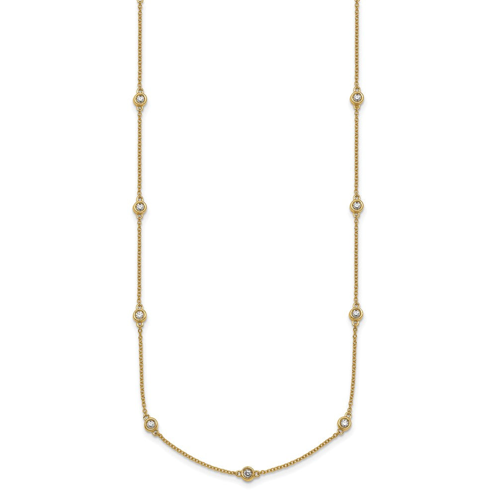 High-Quality 14K Gold Diamond Station Cable Necklace - Stylish Luxury Value