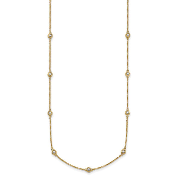14K Gold Diamond Station Cable Necklace - Style GR1-1017422