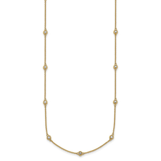 High-Quality 14K Gold Diamond Station Cable Necklace - Stylish Luxury Value