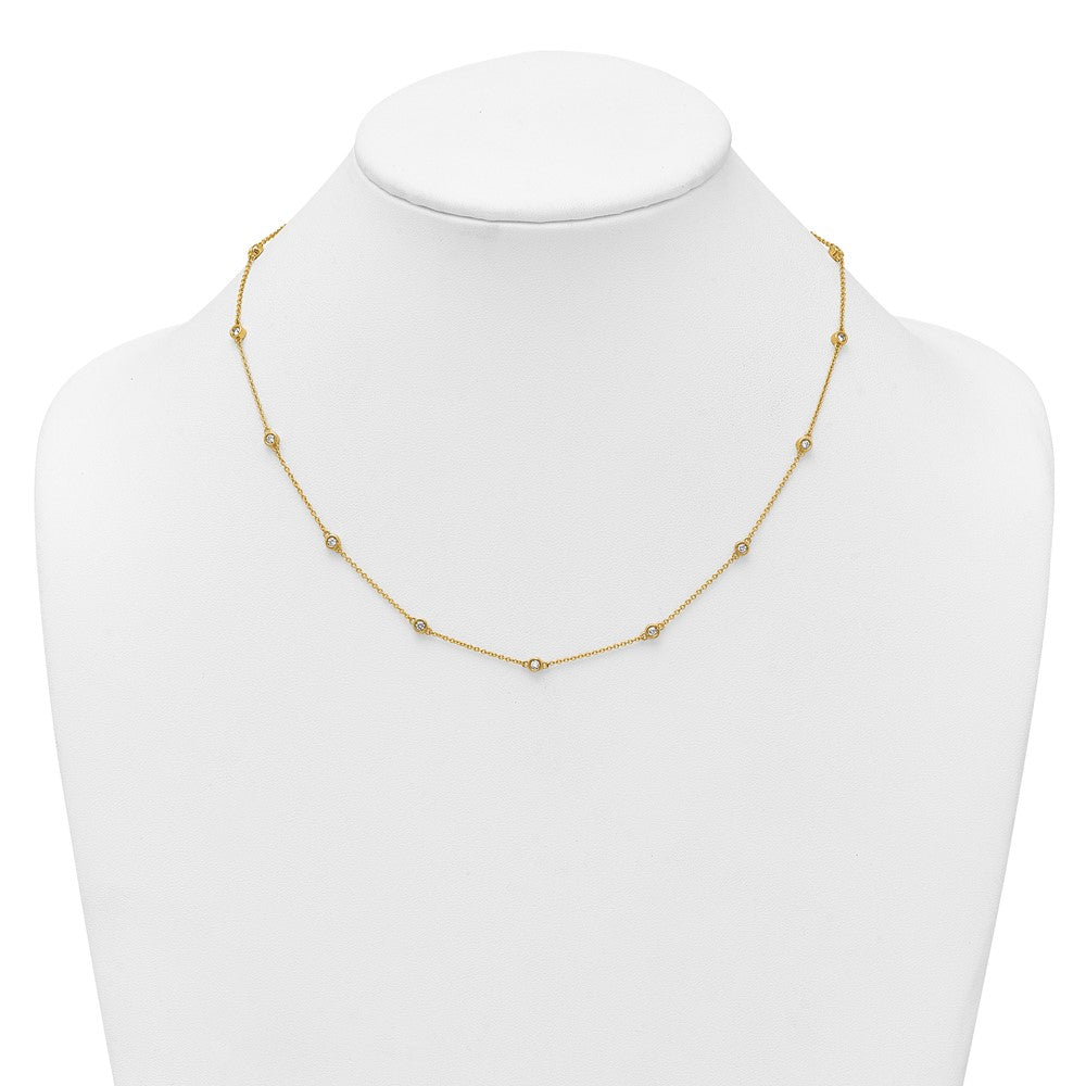 High-Quality 14K Gold Diamond Station Cable Necklace - Stylish Luxury Value