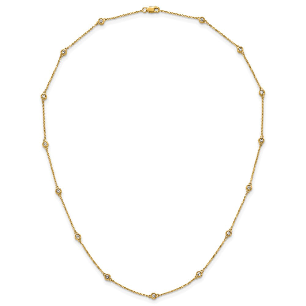 High-Quality 14K Gold Diamond Station Cable Necklace - Stylish Luxury Value