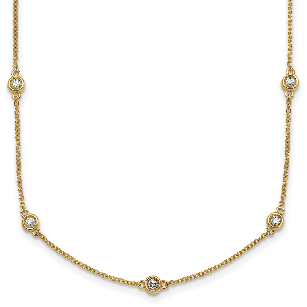 High-Quality 14K Gold Diamond Station Cable Necklace - Stylish Luxury Value