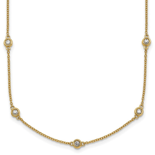 High-Quality 14K Gold Diamond Station Cable Necklace - Stylish Luxury Value