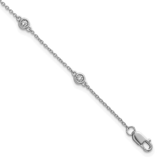 High-Quality 14K White Gold Diamond Station Cable Bracelet | Stylish Elegance