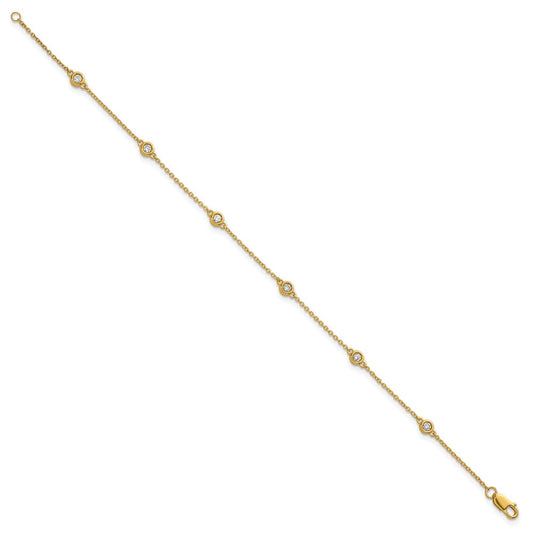 Buy Stylish 14K Gold Diamond Station Cable Bracelet - 7.5", Luxury Design