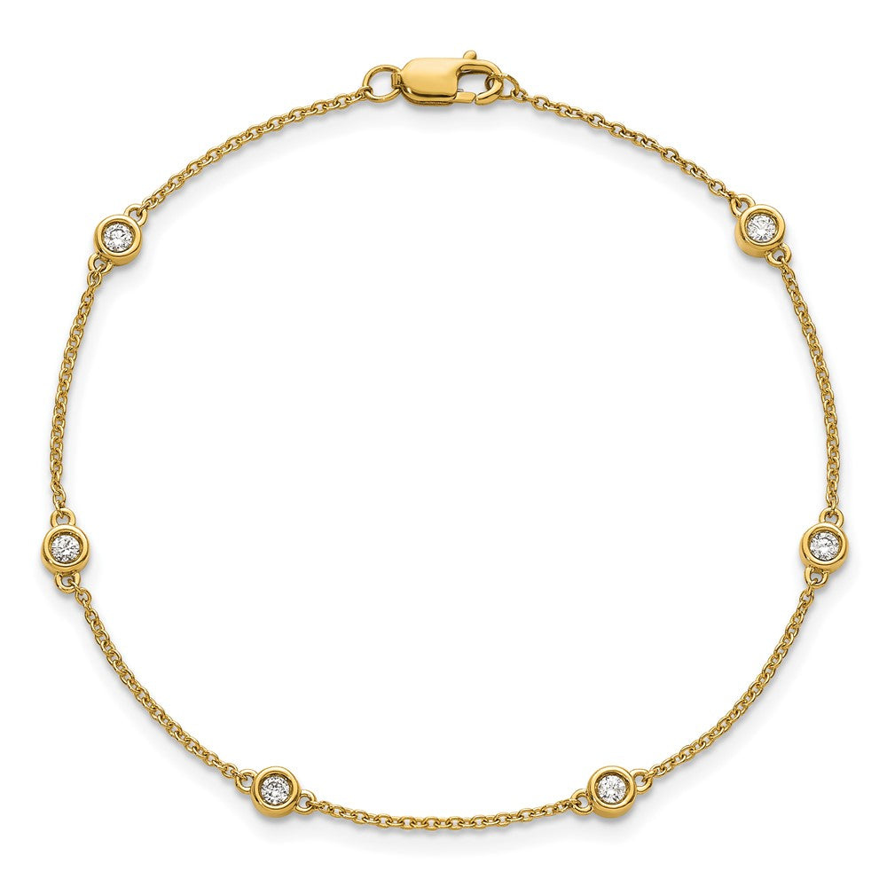 Buy Stylish 14K Gold Diamond Station Cable Bracelet - 7.5", Luxury Design