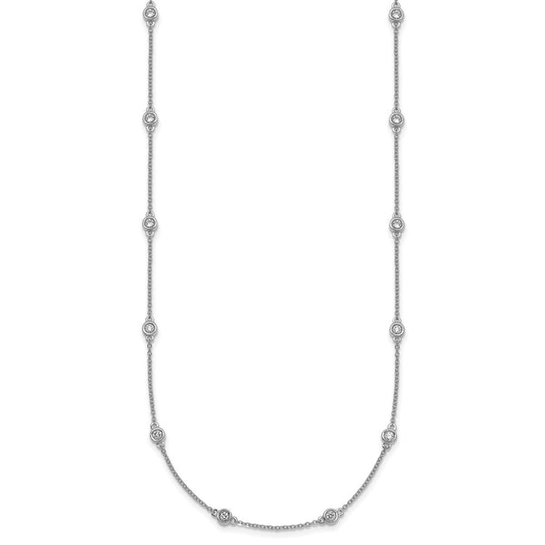 14K White Gold Diamond Station Cable Chain Necklace - Style GR1-1017443