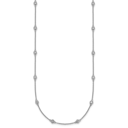 Buy Stylish 14K White Gold Diamond Station Cable Chain Necklace, 18"