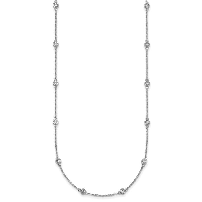 Buy Stylish 14K White Gold Diamond Station Cable Chain Necklace, 18"-2