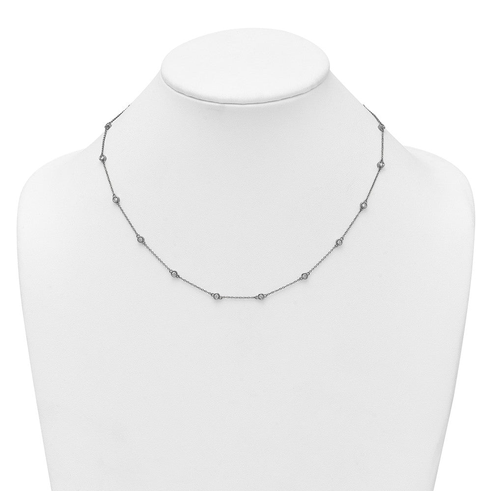 Buy 14K White Gold Diamond Station Cable Chain Necklace - Stylish & Elegant