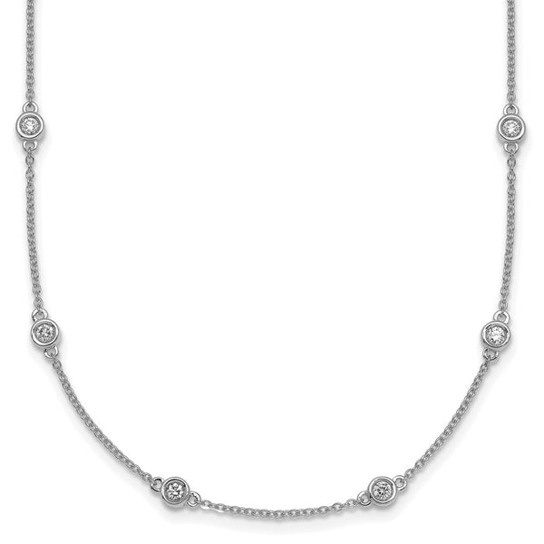 14K White Gold Diamond Station Cable Chain Necklace, 18" - Style GR1-1017447