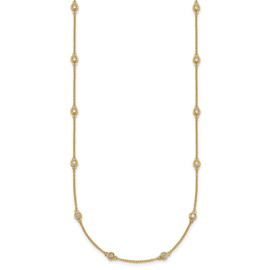Buy 14K Gold Diamond Station Cable Necklace - Stylish Luxury Accessory