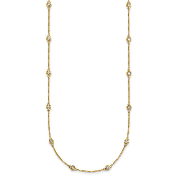 14K Gold Diamond Station Cable Necklace - Style GR1-1017441