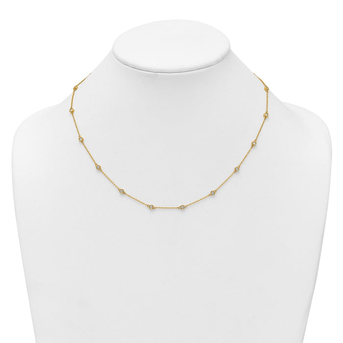 Buy 14K Gold Diamond Station Cable Necklace - Stylish Luxury Accessory-3
