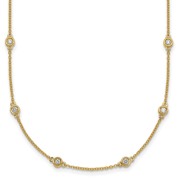 14K Gold Diamond Station Cable Necklace - Style GR1-1017444
