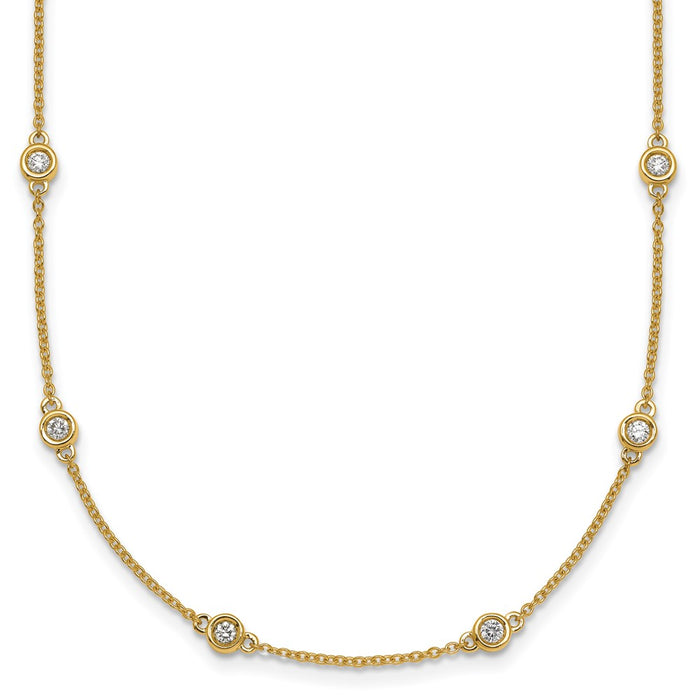 Buy 14K Gold Diamond Station Cable Necklace - Stylish Luxury Accessory-1