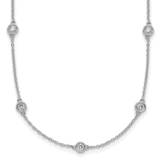 High-Quality 14K White Gold Diamond Station Necklace - Stylish & Affordable!