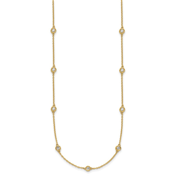 14K Gold Diamond Station Cable Necklace - Style GR1-1017461